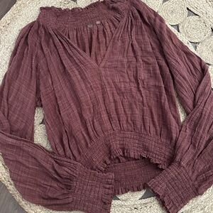 Women's Smocked Plum Top FREE PEOPLE